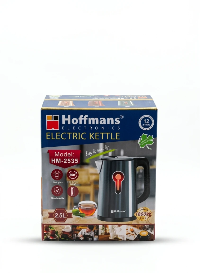 HOFFMANS 2.5L ELECTRIC KETTLE WITH LED INDICATORS: Hoffmans, Electric Kettle, 2.5L Kettle, Kitchen Appliances, Dark Grey Kettle, LED Indicator Kettle, Countertop Appliances, Tea Kettle, Home and Livin