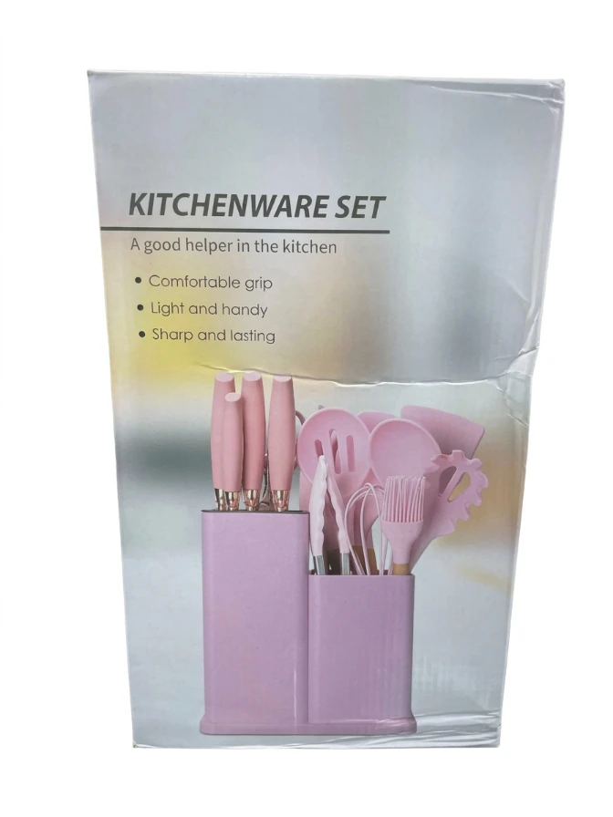 KITCHEN WARE SET 1850g: Silicone Kitchenware Set, Non Stick Cooking Tools, Ergonomic Knife and Utensil Set,Countertop Utensil Caddy, Complete Kitchen Gadget Set, Modern Kitchenware Set, Food Grade Sil