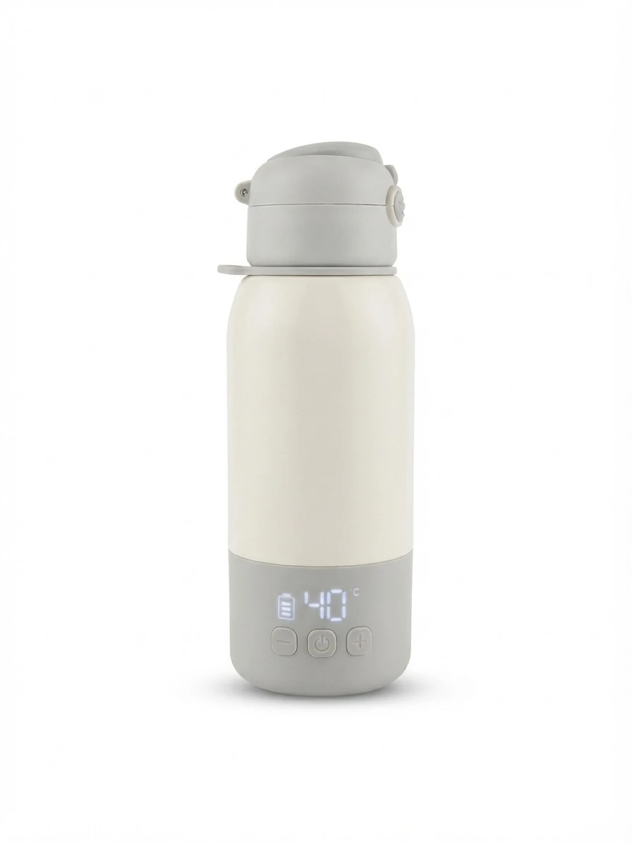 PORTABLE VACUUM ELECTRIC HEATING FLASK WITH LED TEMPERATURE DISPLAY: Smart Portable Heating Flask, Electric Vacuum Thermos with Temperature Control, Portable Water Warmer for Formula, Travel Electric 