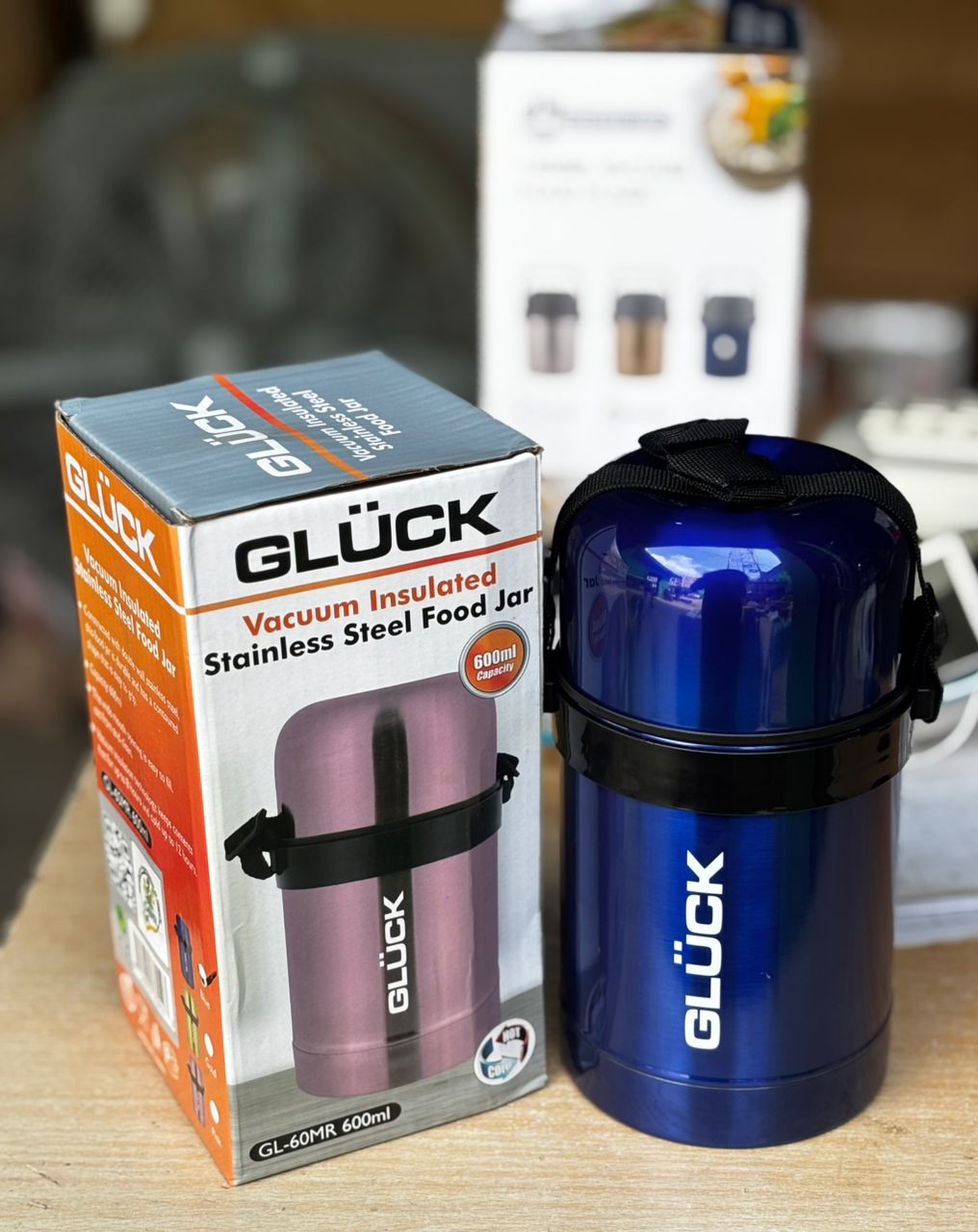 GLUCK VACUUM FOOD FLASK - Gluck Vacuum Food Flask 600ml, small food thermos, stainless steel food container, insulated lunch flask, hot and cold food jar, portable meal flask, compact food flask