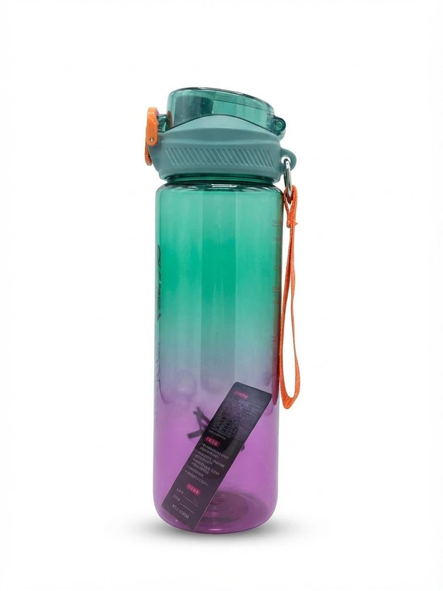 AI SHANG BEI GRADIENT FROSTED SPORT WATER BOTTLE WITH LANYARD: Ai Shang Bei Water Bottle, Gradient Green Purple Sport Bottle, Frosted Gym Water Bottle, Leakproof Fitness Bottle with Lanyard, Trendy Om