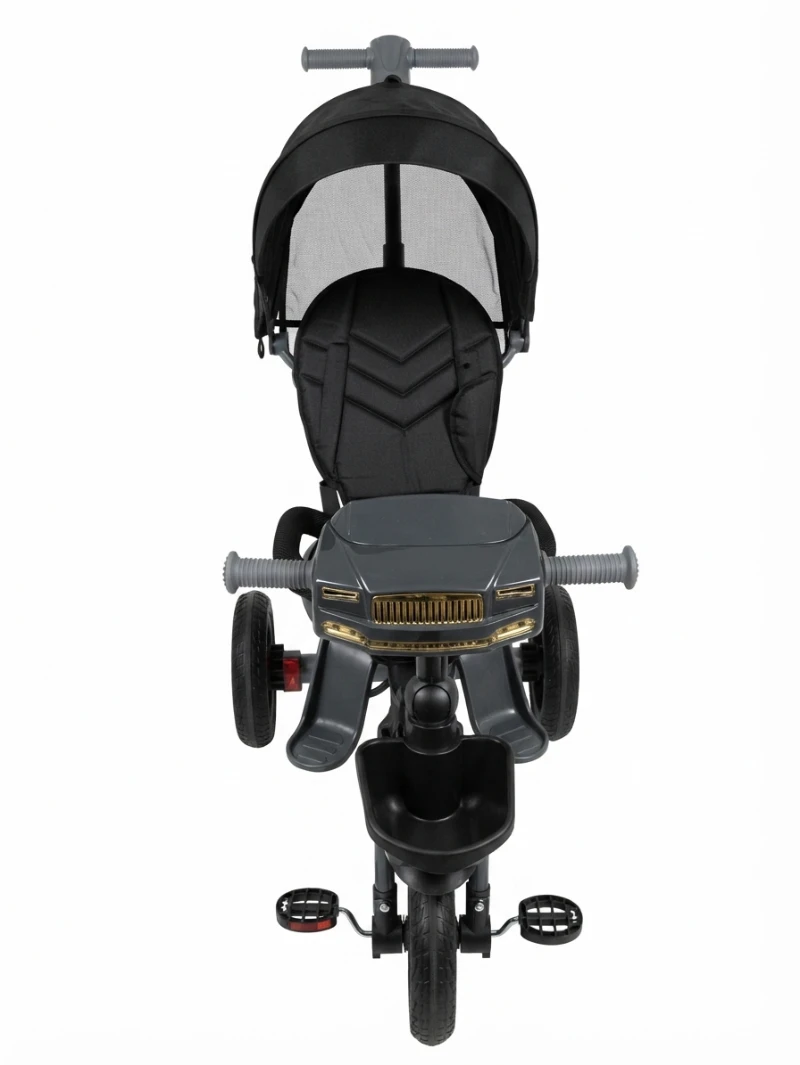 4-IN-1 CHILDREN'S TRICYCLE AND STROLLER: Children Tricycle, Baby Stroller Trike, 4-in-1 Stroller Bike, Kids Tricycle with Canopy, Toddler Walking Trike, Black Kids Bicycle, Child Mobility Toy, Toddler