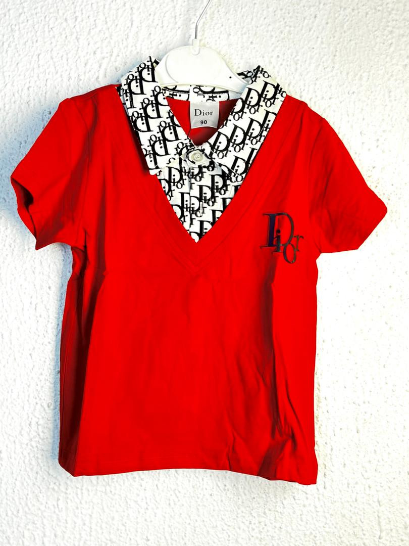 Dior Kids Collar T-shirt