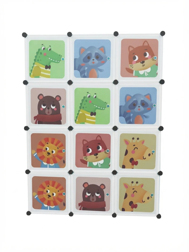 CHILDREN WARDROBE 12 CUBE CABINET: Kids Wardrobe, Toy Storage Unit, Nursery Closet, Playroom Storage Cube, Cute Plastic Cabinet, Portable Storage Shelves, Kids Toy Organizer, Interactive Children Furn