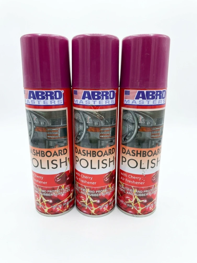 ABRO Masters Dashboard Polish with Cherry Air Freshener: ABRO Dashboard Polish, Car Dashboard Spray, Cherry Air Freshener, Auto Interior Protectant, Vinyl and Rubber Restorer, Dashboard Polish 3 Pack,
