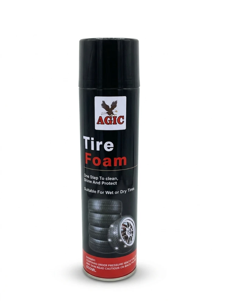 AGIC TIRE FOAM CLEANER & PROTECTANT SPRAY: One Step Tire Care, Wet or Dry Tire Foam, Auto Detailing Supplies, Wheel and Tire Protectant, High Gloss Tire Spray, E-Commerce Automotive Care, Rubber Condi